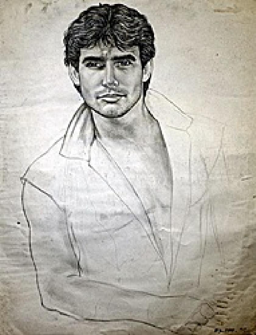 Portrait Of Jousue - Henry Scott Tuke - Drawing On: Drawing on paper in the manner of Henry Scott Tuke, approx. 25x20 in. Henry Scott Tuke RA RWS, was an English visual artist; primarily a painter, but also a photographer. His most notable work was in