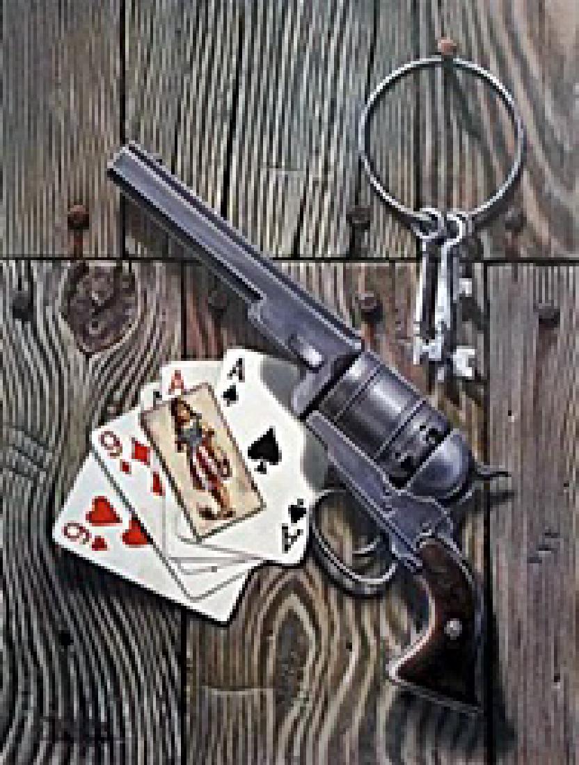 Lithograph - Dead Man's Hand - David Mann: Lithograph After David Mann; , pencil bears the signature, size approx. 29 x 22 1/2 in. David Dave Mann (September 10, 1940 – September 11, 2004) was a California graphic artist whose paintings ce