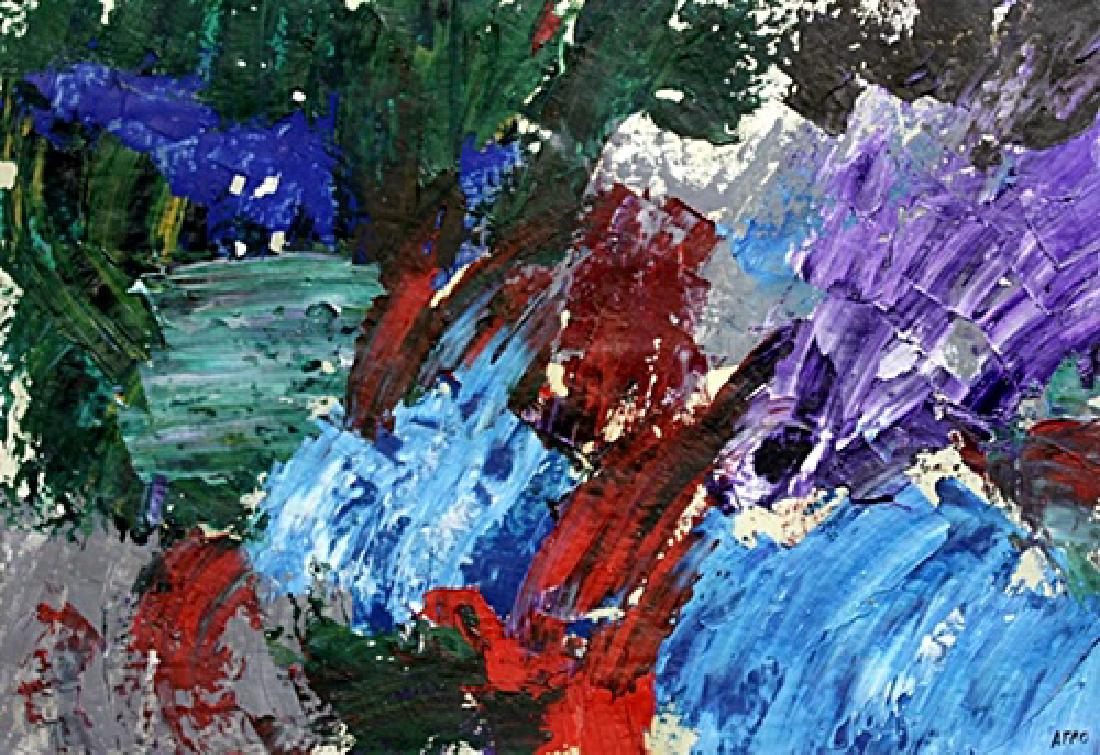 Oil On Paper - Afro: Oil on paper in the manner of Afro, approx. 19x13 in. Afro Libio Basaldella was an Italian painters in the post-war period, working together with Alberto Burri and Lucio Fontana, and beginning as a me