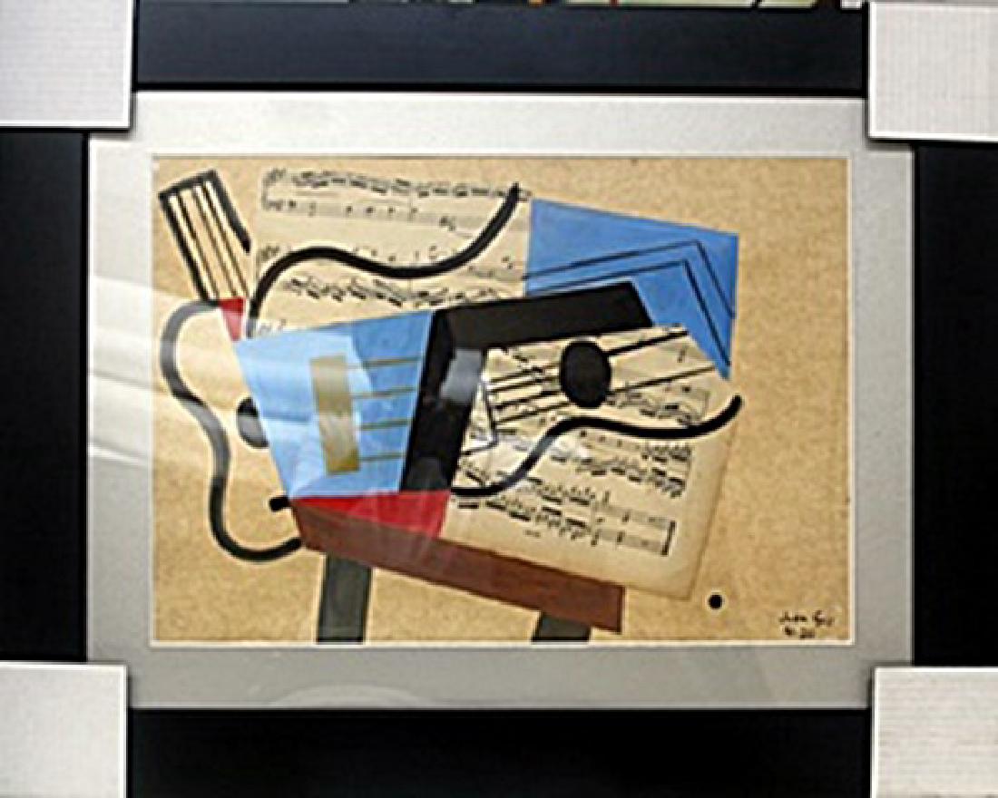 Mixed Media Collage - Juan Gris: Oil Painting / Mixed Media Collage on Paper, Manner of Juan Gris bearing the signature , Approximate Size: 21 1/2 x 27 Inches // Item comes Professionally Framed and Matted