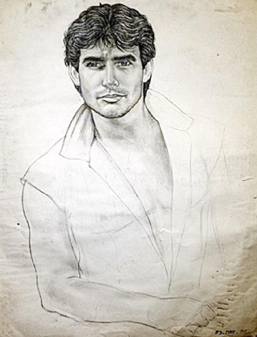 Portrait Of Jousue - Henry Scott Tuke - Drawing On: Drawing on paper in the manner of Henry Scott Tuke, approx. 25x20 in. Henry Scott Tuke RA RWS, was an English visual artist; primarily a painter, but also a photographer. His most notable work was in