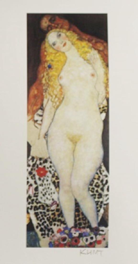 Lithograph Adam & Eve - Gustav Klimt: Lithograph Adam & Eve After Gustav Klimt; pencil bears the signature, size approx. 14 x 11 in. Gustav Klimt (July 14, 1862 – February 6, 1918) was an Austrian symbolist painter and one of the mos