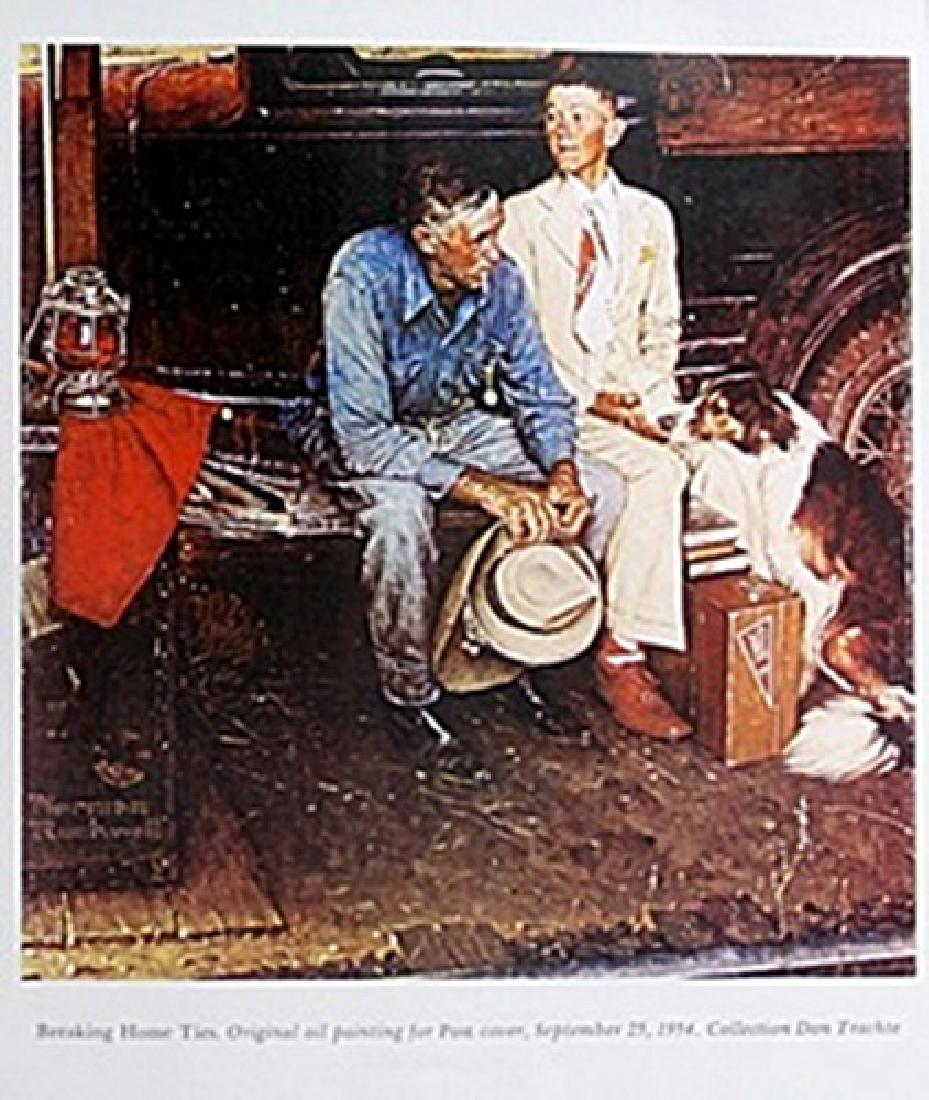 Print Braking Home Ties - Norman Rockwell: Print Braking Home Ties After Norman Rockwell; singed, size approx. 17 x 11 in.