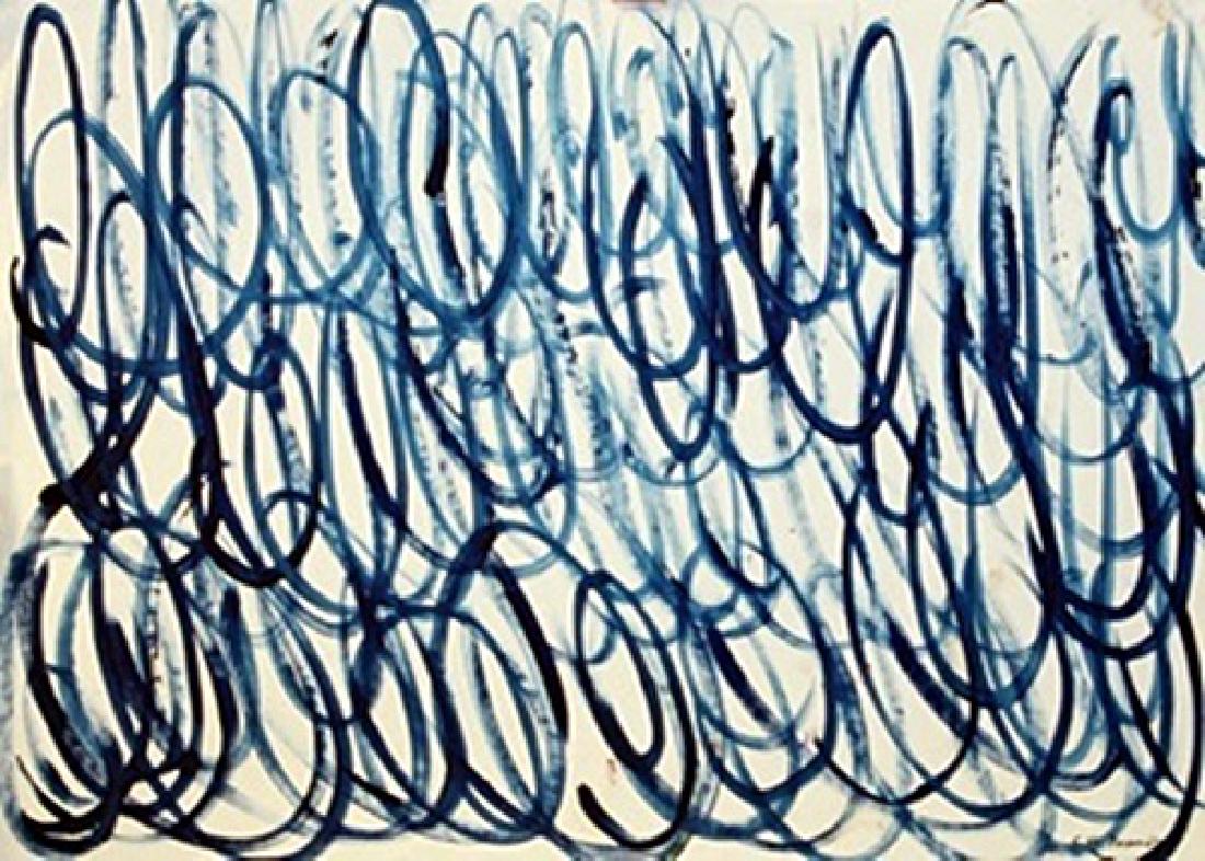 C Y Twombly - Oil On Paper: Oil on paper attributed to C Y Twombly, approx. 20x14 in. Edwin Parker "Cy" Twombly, Jr. was an American painter, sculptor and photographer. He belonged to the generation of Robert Rauschenberg and Ja