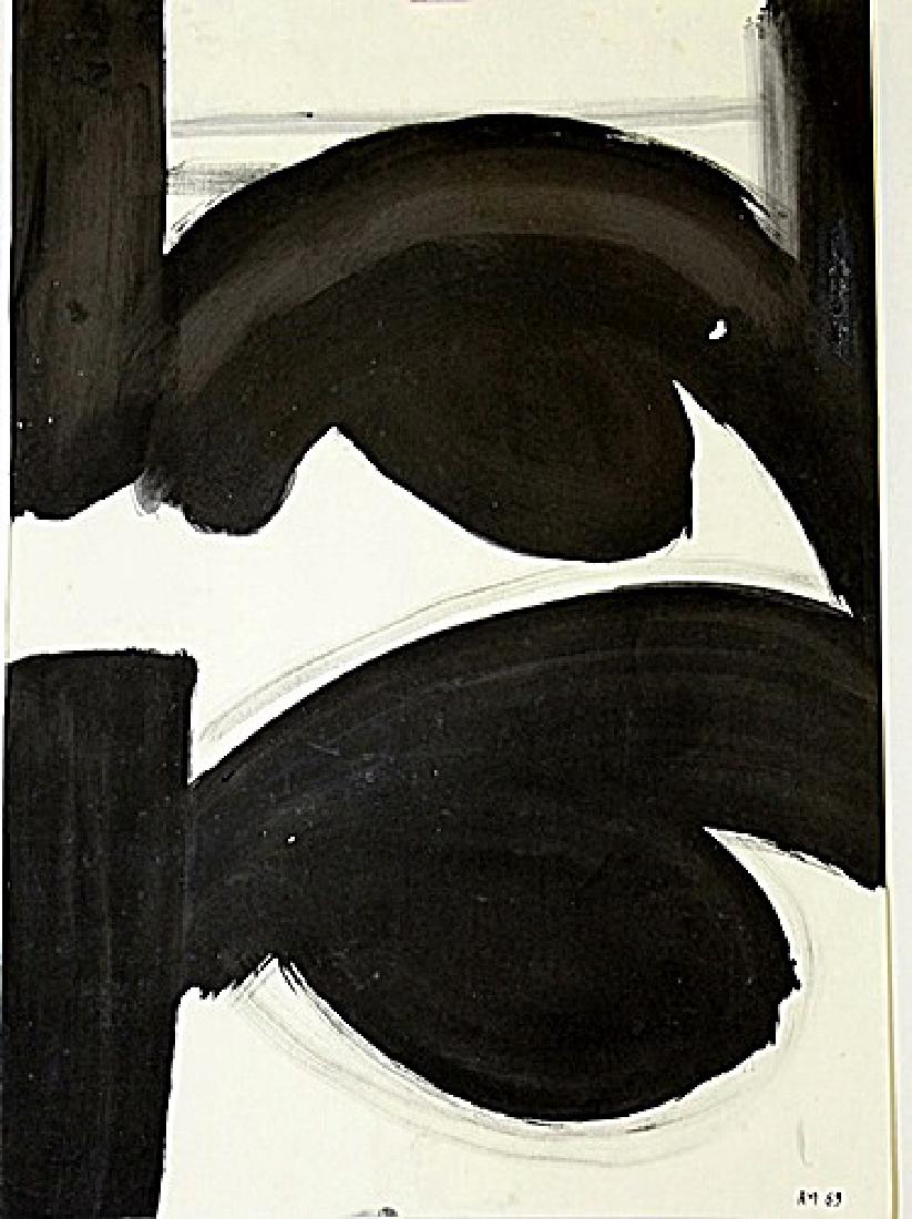 Reily - Robert Motherwell - Oil On Paper: Oil on paper in the manner of Robert Motherwell, approx. 19x13 in. Robert Motherwell was an American painter, printmaker, and editor. He was one of the youngest of the New York School, which also incl