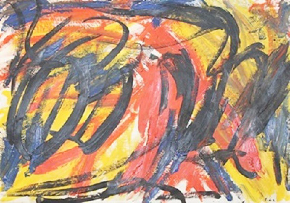 Tiger - Elaine De Kooning - Oil On Paper: Oil on paper attributed to Elaine De Kooning, approx. 20x14 in. Elaine de Kooning was an Abstract Expressionist and Figurative Expressionist painter in the post-World War II era. She wrote extensively