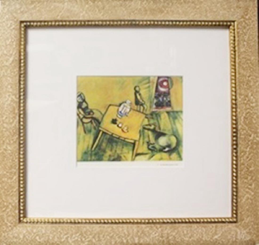"La Chambre Jaune, 1911" after Marc Chagall: Framed, Lithograph out of the book after Marc Chagall, Approximately 16" x 17" In.