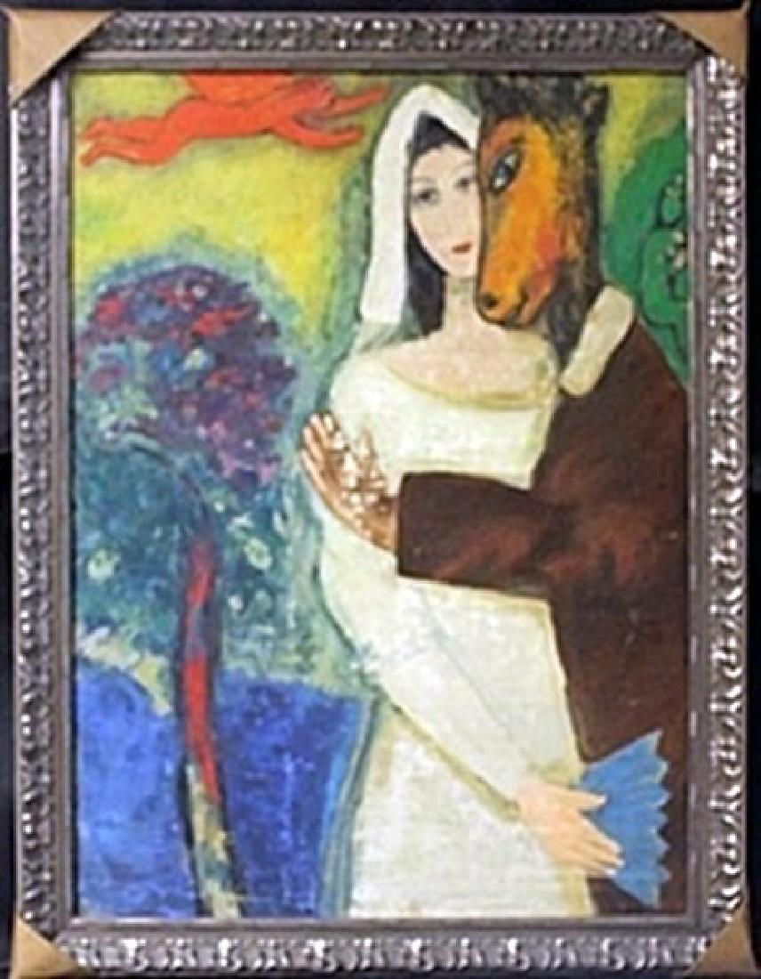 Original Oil Painting On Canvas - Marc Chagall: In the manner of Marc Chagall Oil Painting On Canvas, bearing the signature Size Approx 41" x 31" in.