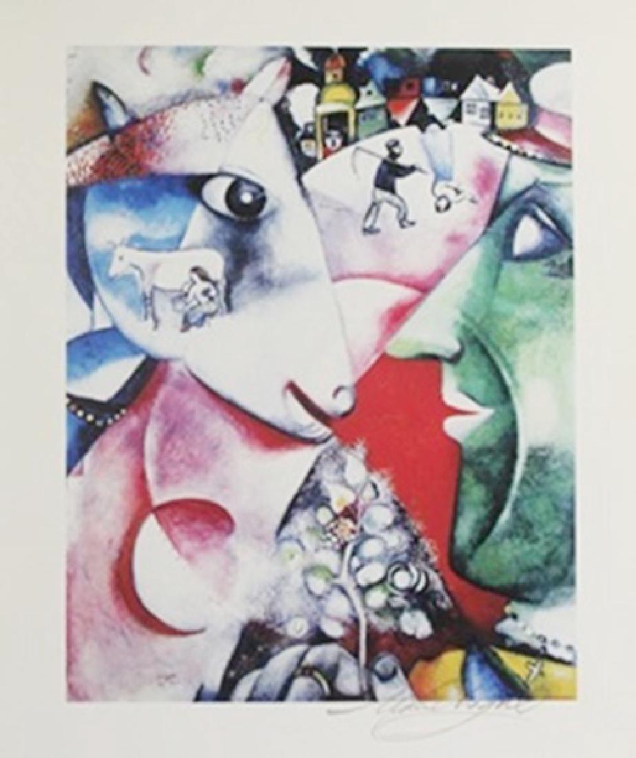 Lithograph - I and the Village - Marc Chagall: Lithograph I and the Village After Marc Chagall; pencil bears the signature, size approx. 14 x 11 in. Marc Zakharovich Chagall (July 6th 1887 – March 28th 1985) The quintessential Jewish artist of t