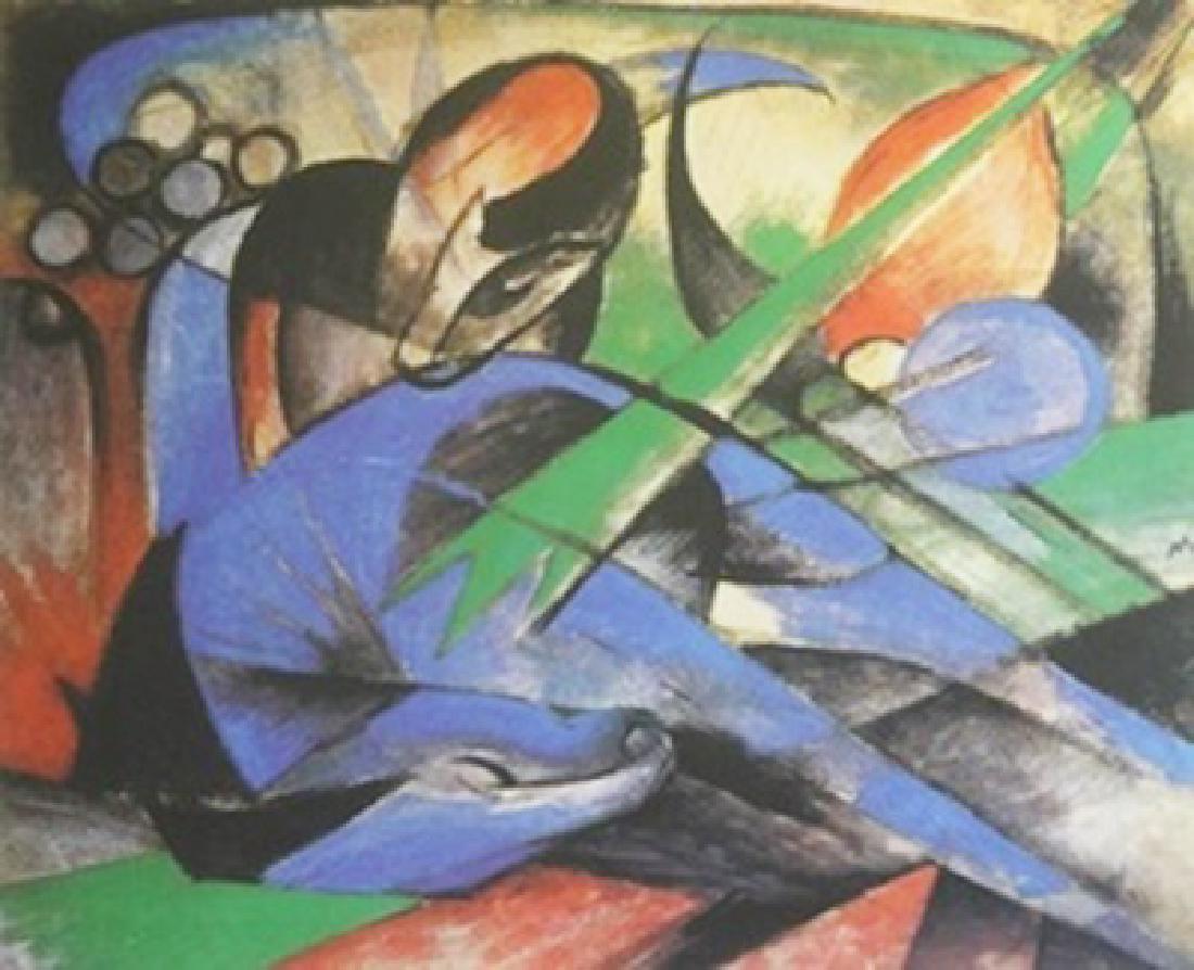 Lithograph Horse Dreaming - Franz Marc: Lithograph Horse Dreaming After Franz Marc; , size approx. 22 1/2 x 26 1/2 in. Franz Marc (February 8, 1880 – March 4, 1916) was a German painter and printmaker, one of the key figures of the G