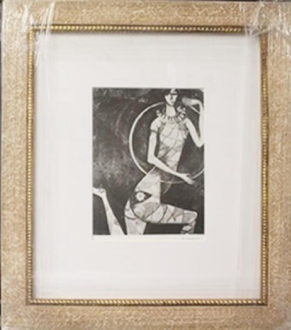 "Acrobate, 1914" after Marc Chagall: Framed, Lithograph out of the book after Marc Chagall, Approximately 19" x 16 1/2" In.