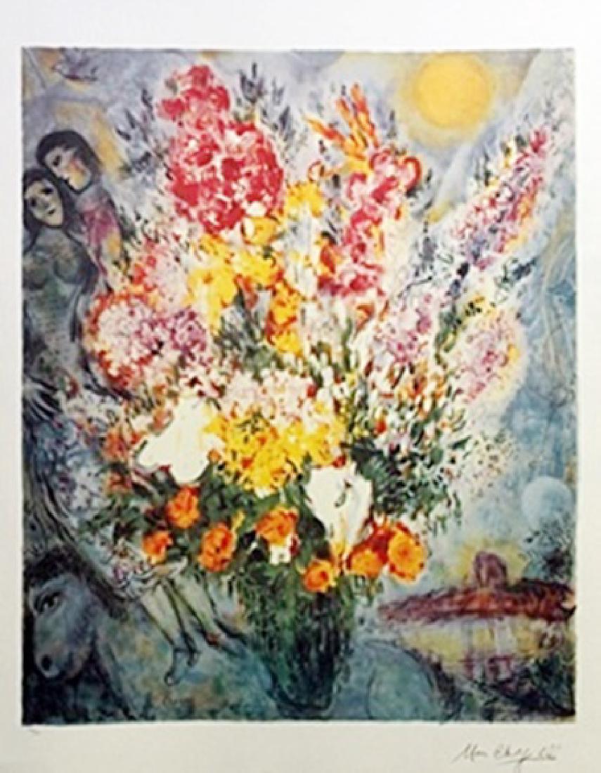 Lithograph - Bouquet de Fleurs - Marc Chagall: Lithograph After Marc Chagall; bears the signature, size approx. 31 x 23 in. Marc Zakharovich Chagall (July 6th 1887 – March 28th 1985) The quintessential Jewish artist of the twentieth centuryMarc 