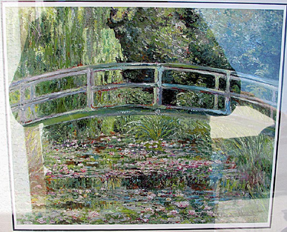 Japanese Bridge - Claude Monet - Lithograph: Lithograph by Claude Monet. Oscar-Claude Monet was a founder of French Impressionist painting, and the most consistent and prolific practitioner of the movement's philosophy of expressing one's percep