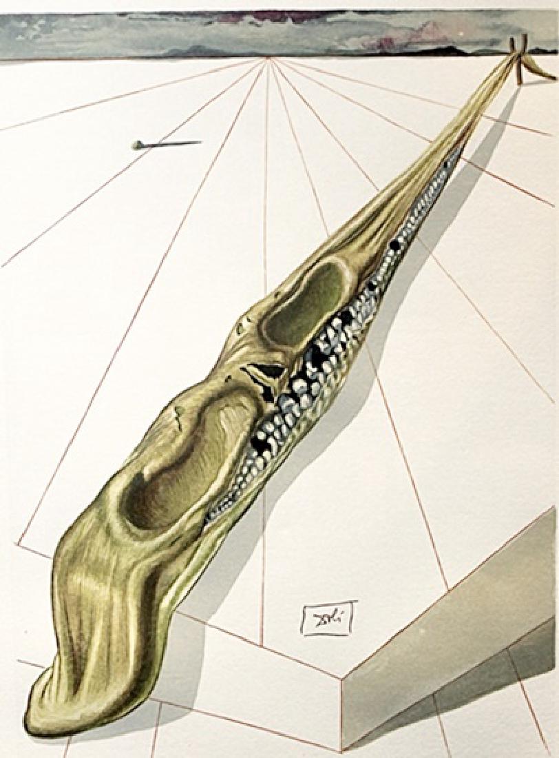 Dali - Hell Canto 14 - The Divine Comedy: Authentic plate signed wood block print by Salvador Dali from the Divine Comedy Series. The Divine Comedy suite consists of 100 color wood engravings created between 1960 and 1964 after 100 watercolor
