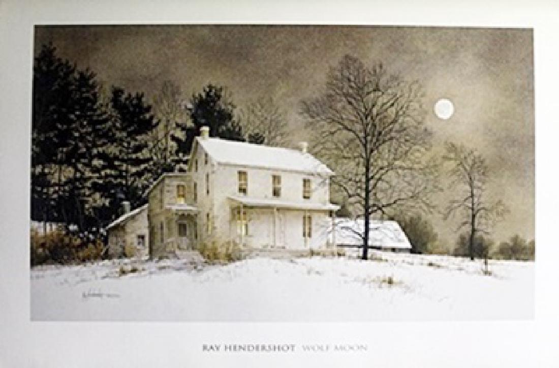 Print - Wolf Moon - Ray Hendershot: Print Wolf Moon After Ray Hendershot; bears the signature, size approx. 16 x 24 in.