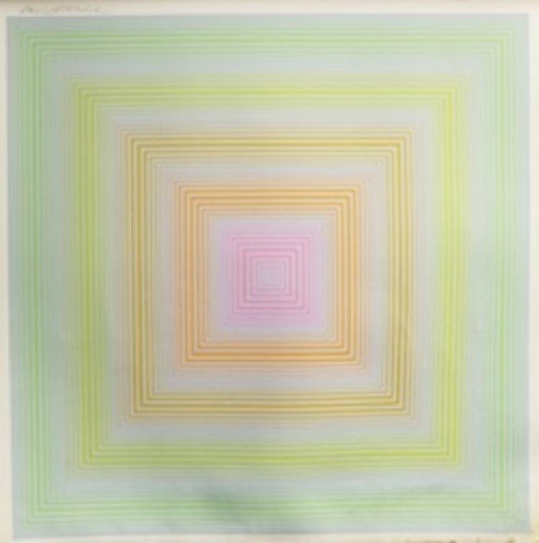 Authentic Lithograph "May" Richard Anuszkiewicz: Authentic lithograph , signed Size Approx. 17 x 16 1/2 In. Richard Anuszkiewicz (May 23, 1930) is an American painter, printmaker, and sculptor.