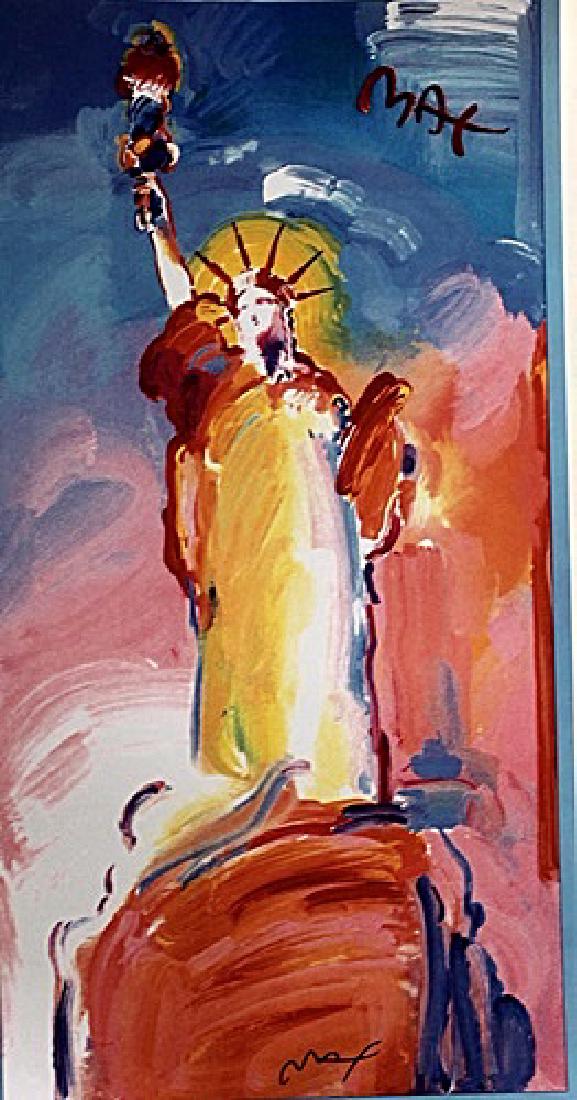 Peter Max Signed Lithograph - Statue of Liberty 2000: Peter Max Signed Lithograph "Statue of Liberty 2000". Peter Max is an American artist known for using bright colors in his work.