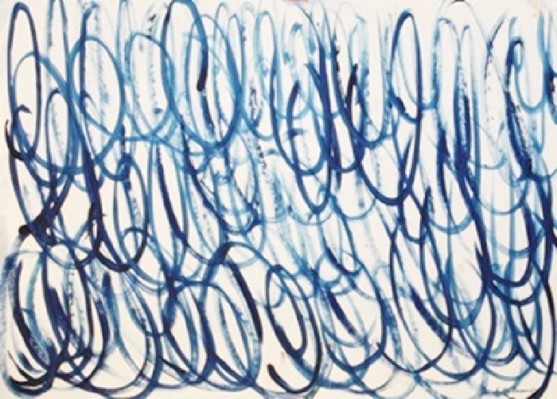 C Y Twombly - Oil On Paper: Oil on paper attributed to C Y Twombly, approx. 20x14 in. Edwin Parker "Cy" Twombly, Jr. was an American painter, sculptor and photographer. He belonged to the generation of Robert Rauschenberg and Ja