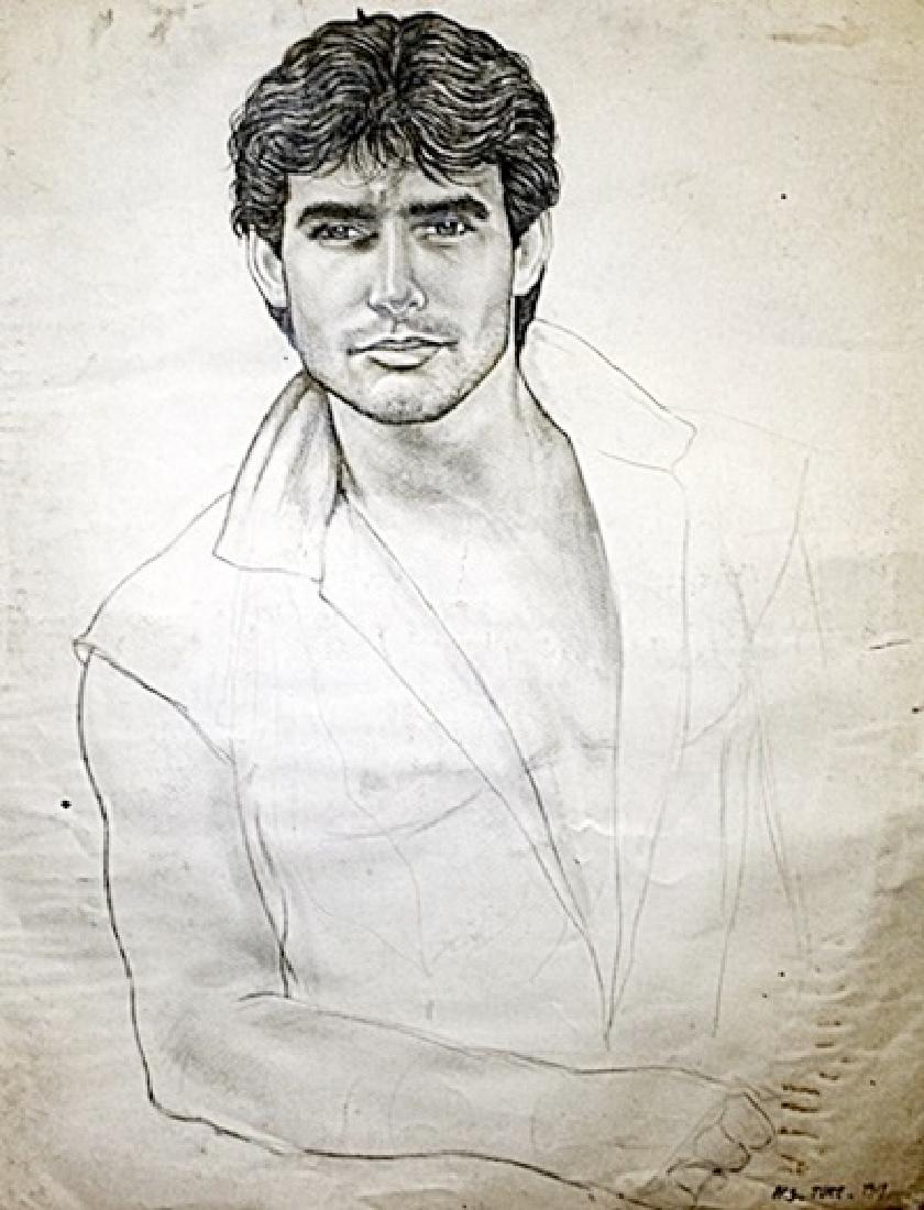 Portrait Of Jousue - Henry Scott Tuke - Drawing On: Drawing on paper in the manner of Henry Scott Tuke, approx. 25x20 in. Henry Scott Tuke RA RWS, was an English visual artist; primarily a painter, but also a photographer. His most notable work was in