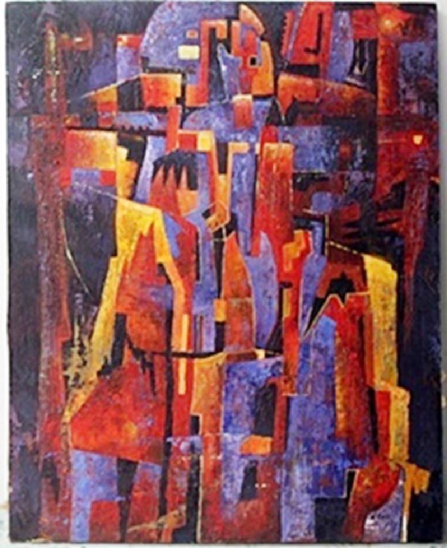 Acrylic on Canvas - Paul Klee: Acrylic Painting on Canvas, In the manner of Paul Klee bearing the signature Approx. Size 32" x 25 1/2" in.