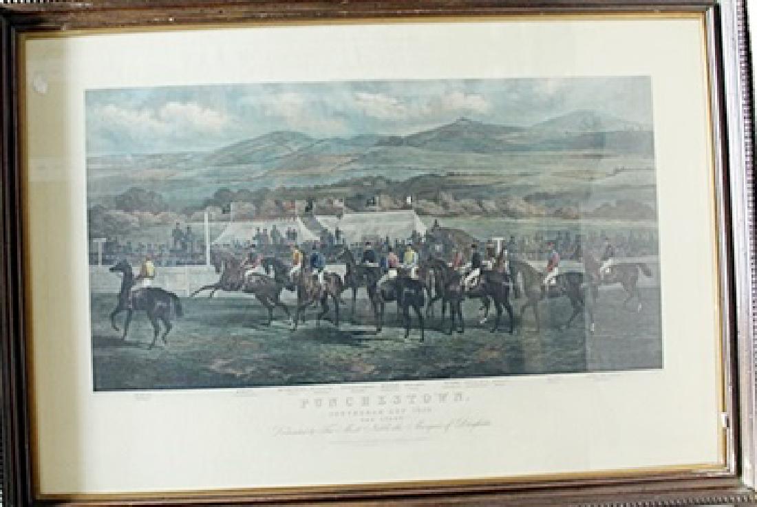 Framed Lithograph "Start" - John Sturgess.: Framed Lithograph "Start" (Punchestown, Ireland) John Sturgess. John Sturgess was a hunting and racing artist and lithographer who worked mainly for the Illustrated London News between 1875 and 1885, 