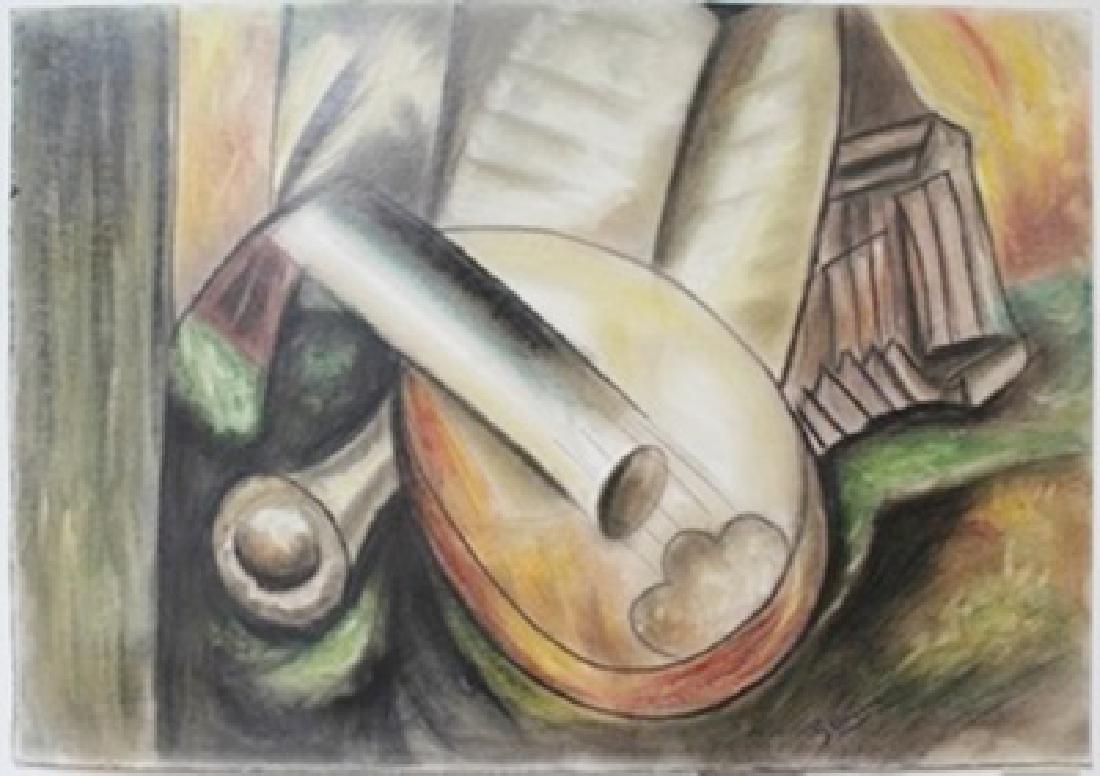 Pastel Painting on Paper - Georges Braque: In the manner of Georges Braque bearing the signature , Pastel Painting on Paper, Size Approx. 14" x 19" in.