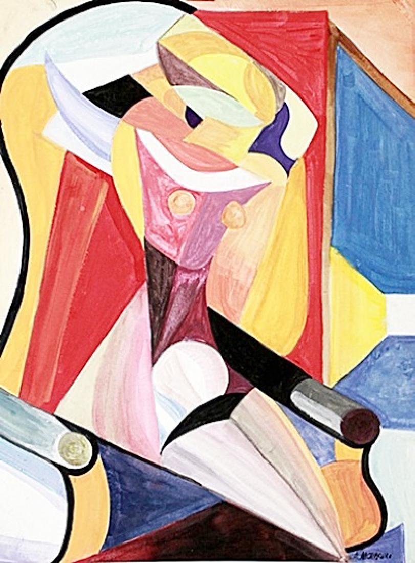 Alexander Archipenko - Watercolor: Watercolor in the manner of Alexander Archipenko, approx. 17x13 in. Alexander Porfyrovych Archipenko was a Ukrainian-born American avant-garde artist, sculptor, and graphic artist.