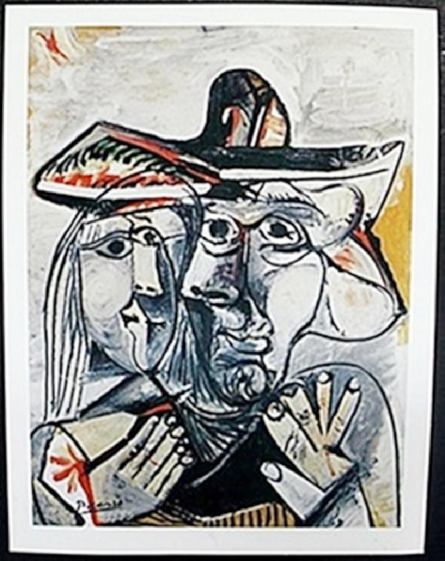 Lithograph "Kissing Faces" Pablo Picasso: Authentic Lithograph, Size Approx. 13 1/2" x 10" In.
