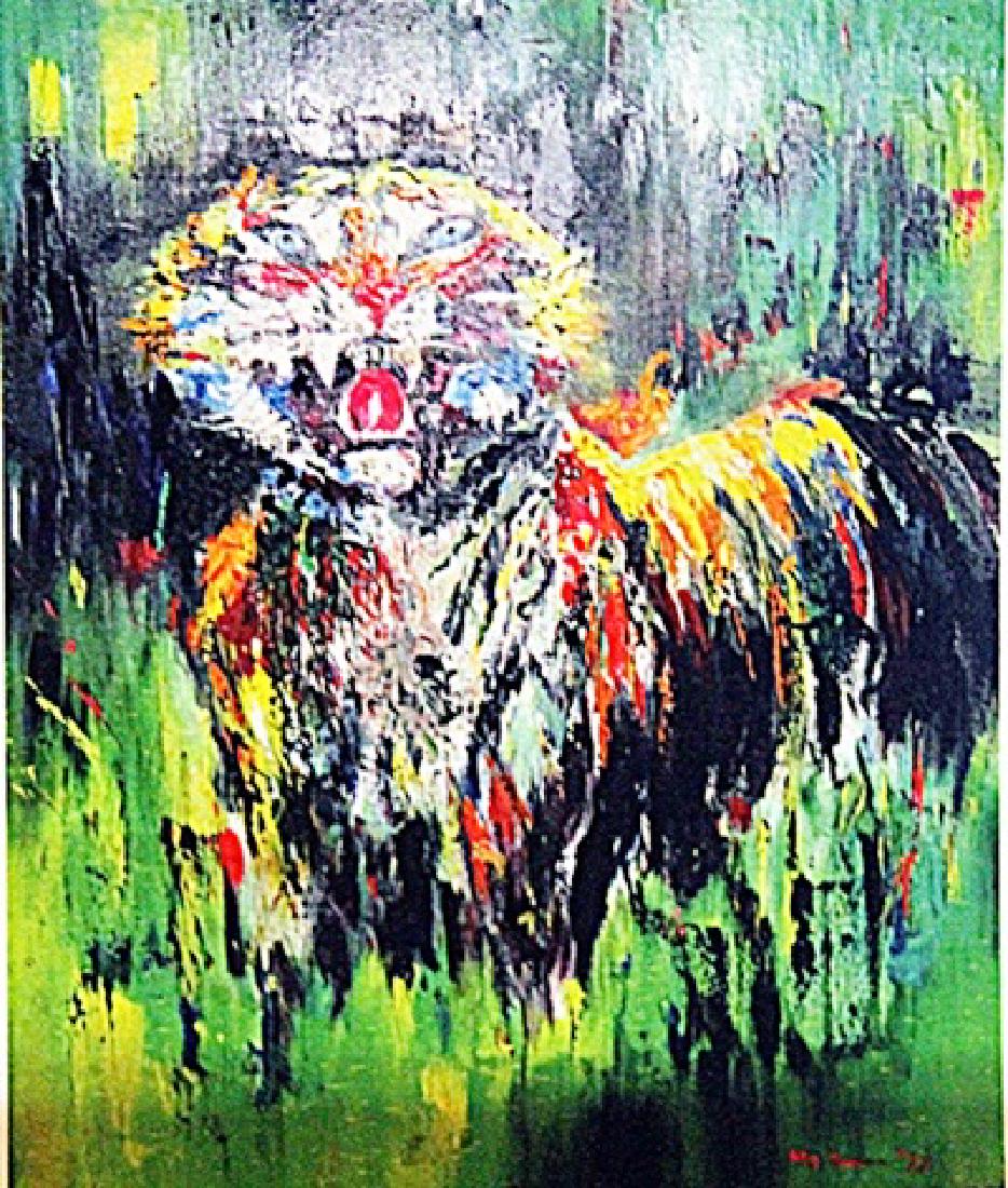 Leroy Neiman - The Tiger: Oil on canvas in the manner of LeRoy Neiman "The Tiger", circa 1977, private collection, unframed dimensions approximately 32x24. in the manner of LeRoy Neiman (born Leroy Leslie Runquist, June 8, 192