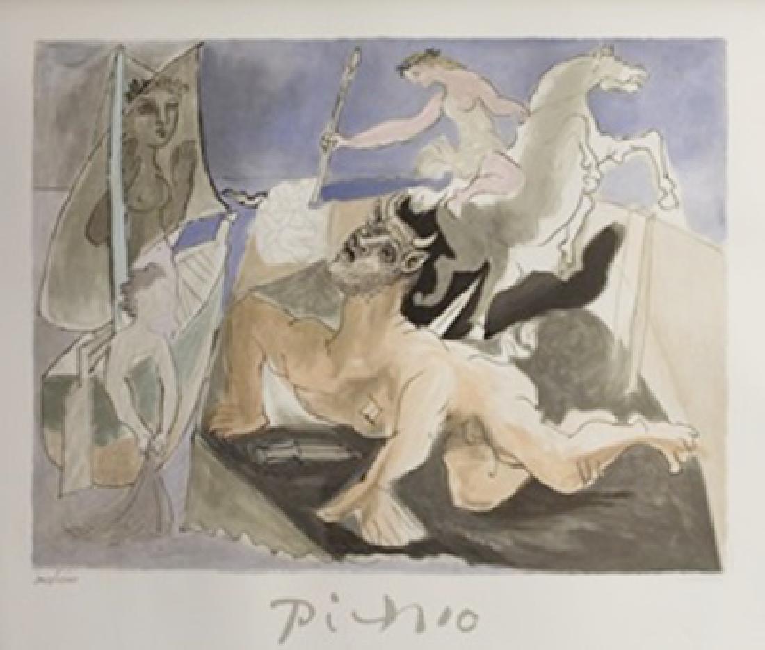 Lithograph "Composition with Minotaur" By Pablo Picasso: Authentic Lithograph "Composition with Minotaur" Pablo Picasso, signed , Limited Edition, Size Approx. 30 x 25 In. Pablo Picasso (October 25th 1881 - April 8th 1973), also known as Pablo Ruiz y Picass