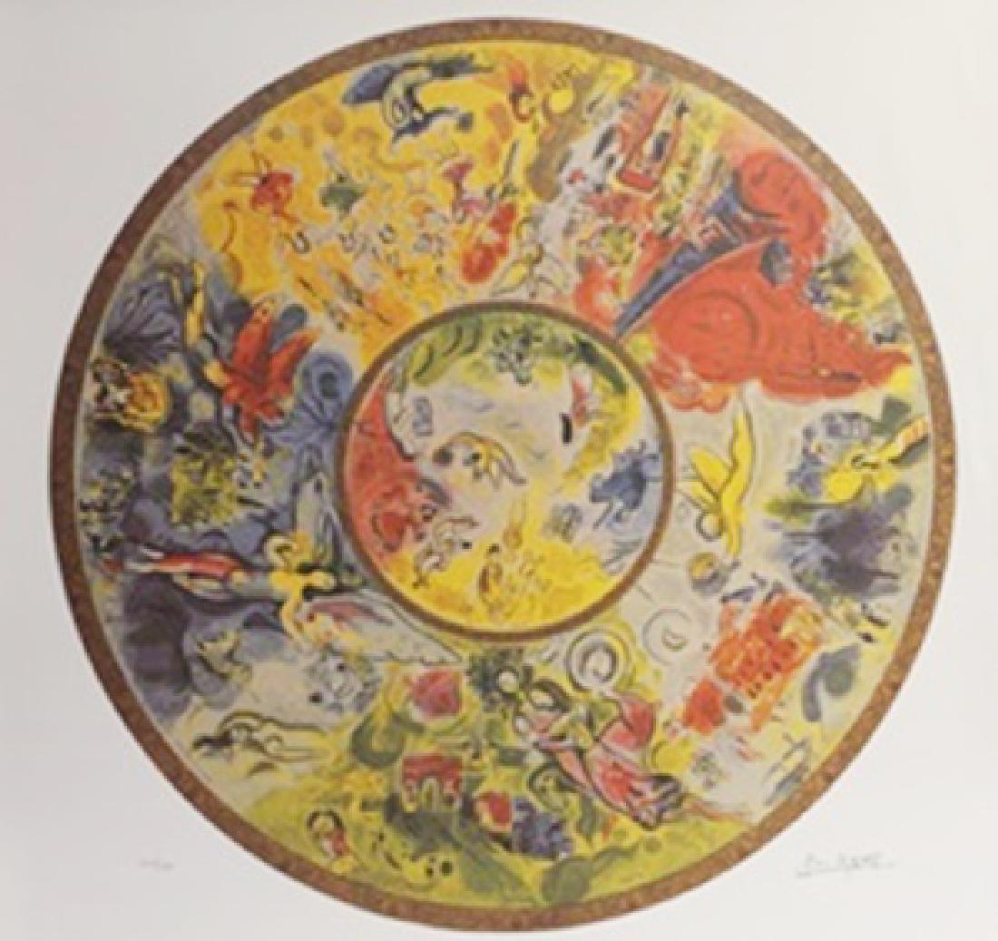 Lithograph "Paris Opera Ceiling" By Marc Chagall: Authentic Lithograph "Paris Opera Ceiling" Marc Chagall, signed, Limited Edition, Size Approx. 26 x 26 In. Marc Zakharovich Chagall (July 6th 1887 – March 28th 1985) "The quintessential Jewish artis