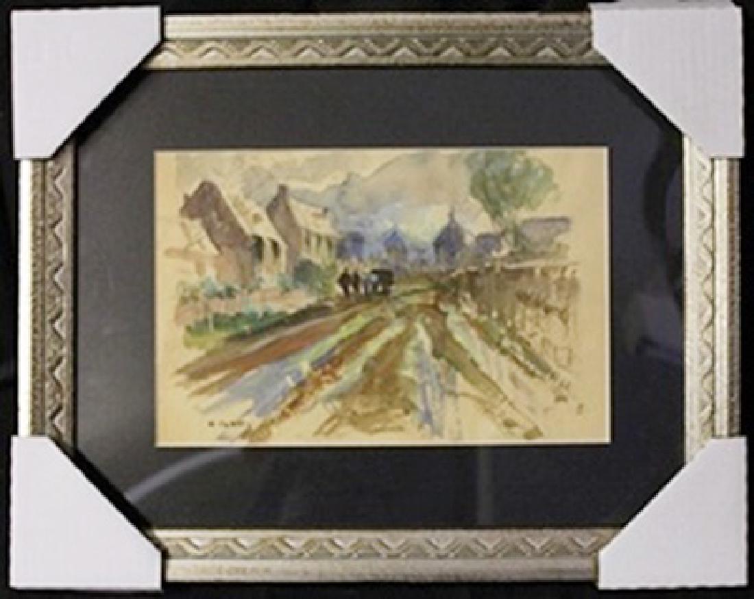 Watercolor Painting by Edouard Cortes: Watercolor Painting by Edouard Cortes, Signed by the Artist, Size Approx. 15 x 18 In.