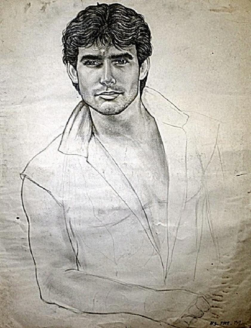 Portrait Of Jousue - Henry Scott Tuke - Drawing On: Drawing on paper in the manner of Henry Scott Tuke, approx. 25x20 in. Henry Scott Tuke RA RWS, was an English visual artist; primarily a painter, but also a photographer. His most notable work was in