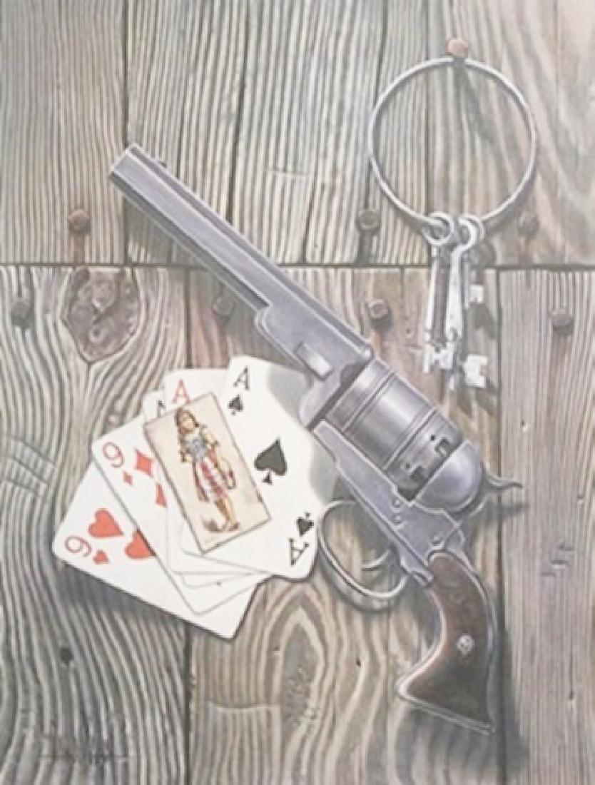 Lithograph - Dead Man's Hand - David Mann: Lithograph After David Mann; , pencil bears the signature, size approx. 29 x 22 1/2 in. David Dave Mann (September 10, 1940 – September 11, 2004) was a California graphic artist whose paintings ce