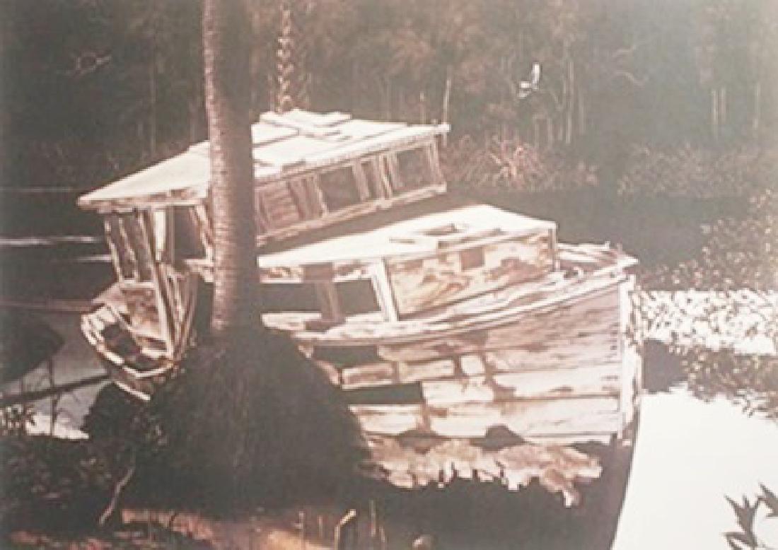 Lithograph Abandoned - David Mann: Lithograph Abandoned After David Mann; , pencil bears the signature, size approx. 22 1/2 x 28 1/2 in. David Dave Mann (September 10, 1940 – September 11, 2004) was a California graphic artist whos