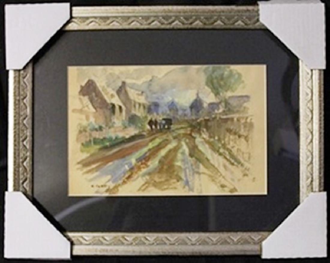 Watercolor Painting by Edouard Cortes: Watercolor Painting by Edouard Cortes, Signed by the Artist, Size Approx. 15 x 18 In.