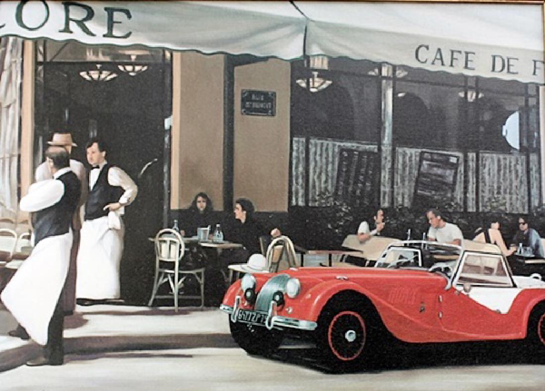 The Red Car - Dale Kennington - Canvas: Giclee on canvas, approx. 21x 28 in. by Dale Kennington. Dale Kennington was a Contemporary Artist working in the style of New American Realism.