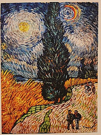 Vincent Van Gogh -Way With Cipreses: Vincent Van Gogh "Way With Cipreses" oil on canvas circa. 1880, private collection approx. 12x16in. Vincent van Gogh is considered the greatest Dutch painter after Rembrandt, although he remained poor