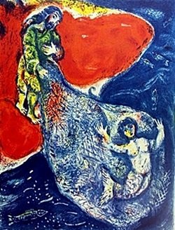 Lithograph by MARC CHAGALL- Arabian Nights: Marc Chagall Lithograph from Verve: The Ultimate Review of Art and Literature (1937-1960) lithograph approx. 13"x10" Arabian Nights