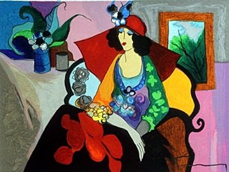 Serigraph - Itzchak Tarkay: Serigraph After Itzchak Tarkay; , signed, size approx. 11 1/2 x 14 in. Itzchak Tarkay (1935 – June 3, 2012) was born in 1935 in Subotica on the Yugoslav-Hungarian border. In 1944, Tarkay and his fam