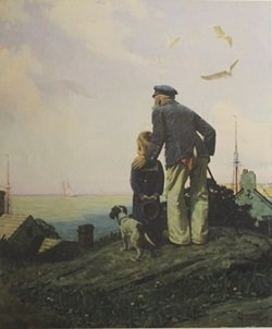 Lithograph Outward Bound - Norman Rockwell: Lithograph Outward Bound After Norman Rockwell; , double signed, size approx. 30 x 24 in. Norman Percevel Rockwell AKA: Norman Rockwell (02/03/1978 - 11/08/1978) Was born in Brooklyn, New York. Occupa
