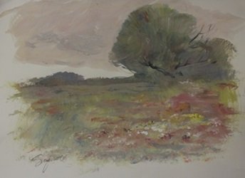 Original Watercolor on Paper "Open Fields" by Michael: Original Watercolor on Paper "Open Fields" by Michael Schofield; signed, size approx. 11 1/2 x 15 in. Michael Schofield was born in Orlando, Florida, in 1947. His talent as a silk screen mechanic and