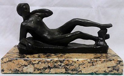 Patina Bronze Sculpture after Henry Moore: Limited Edition, Hand Signed, Bronze Sculpture after the artist, Size Approx. 6" x 9" x 5" in.