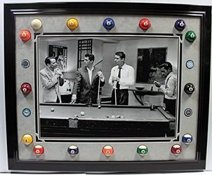 Rat Pack Giclee with real pool balls and Casino Chips: Rat Pack Giclee With Real Pool Balls And Casino Chips; Approx. 28X42 in. Custom Framed Memorabilia