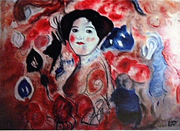 Gustav Klimt - Dannae: Pastel on paper Gustav Klimt "Dannae", circa 1910, signed private collection, unframed dimensions approximately 19x14. Gustav Klimt, (born July 14, 1862, Vienna, Austria—died Feb. 6, 1918, Vienna) A