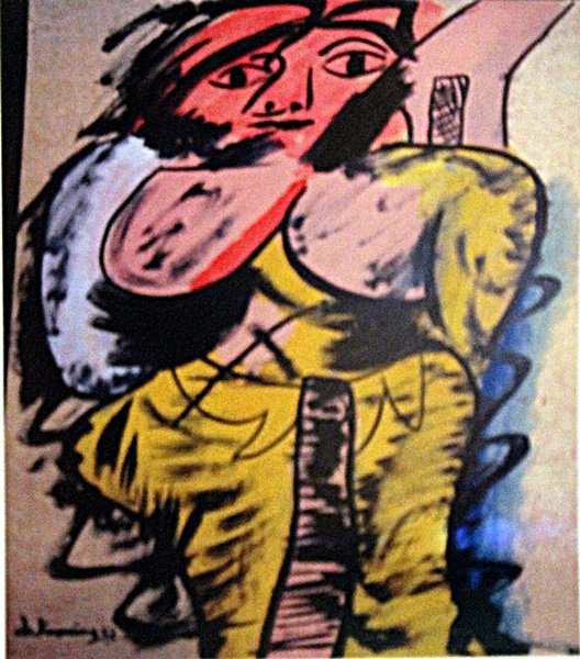 Willem De Kooning - Woman: Oil on paper in the manner of Willem De Kooning "Woman", circa 1952, signed private collection, unframed dimensions approximately 19x14. Willem de Kooning, (born April 24, 1904, Rotterdam, Netherlands