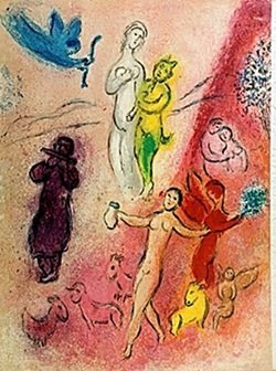 Marc Chagall - - The Syrinx Fable: After Marc Chagall Lithograph from Verve: The Ultimate Review of Art and Literature (1937-1960) lithograph approx. 13"x10" The Syrinx Fable