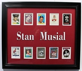 10 Cards with Licensed Photo of Stan Musial: 10 Cards with Licensed Photo of Stan Musial; Approx. 20X24 in. Custom Framed Memorabilia