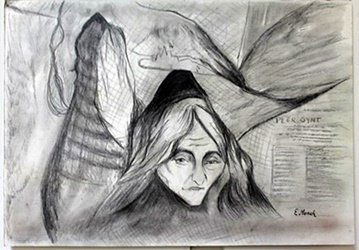 Drawing on Paper - Edvard Munch: Bears a signature, Drawing on Paper, Size Approx. 14" x 20" in.