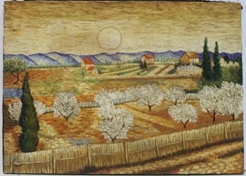 Oil Painting on Canvas by Vincent Van Gogh: Oil Painting on Canvas bearing a Hand Signature by the artist, size approx. 20" x 27 1/2" In. Comes with Certificate of Authenticity.